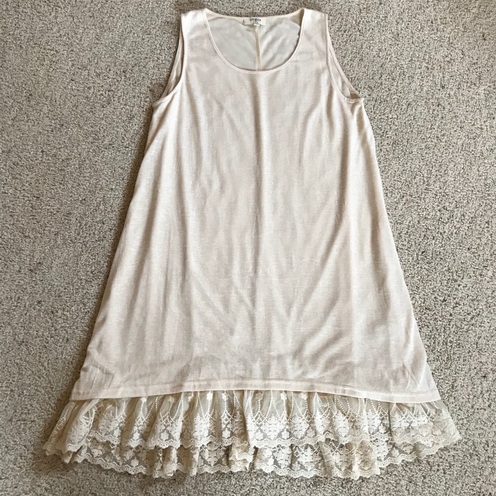 NWT, Umgee Ivory Lace Trim Sleeveless Dress/Tunic